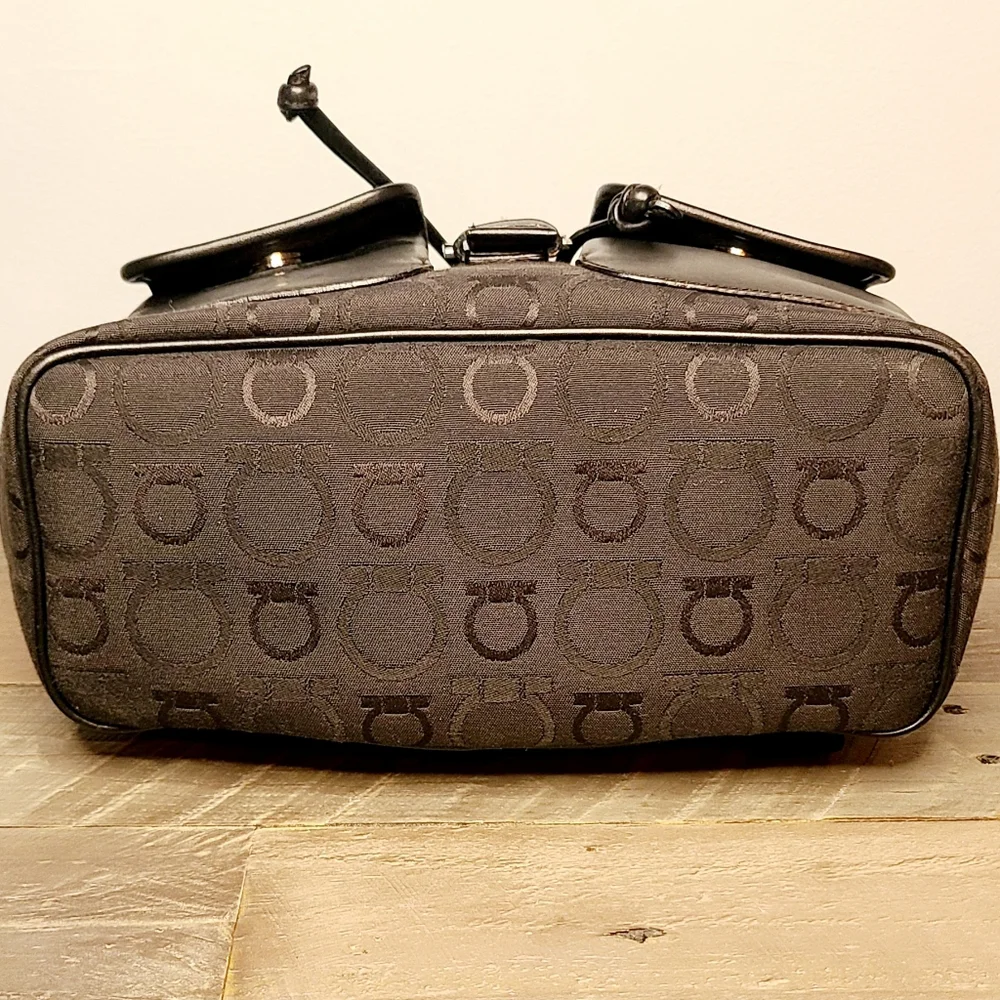 Salvatore Ferragamo Gancini Black Backpack‎